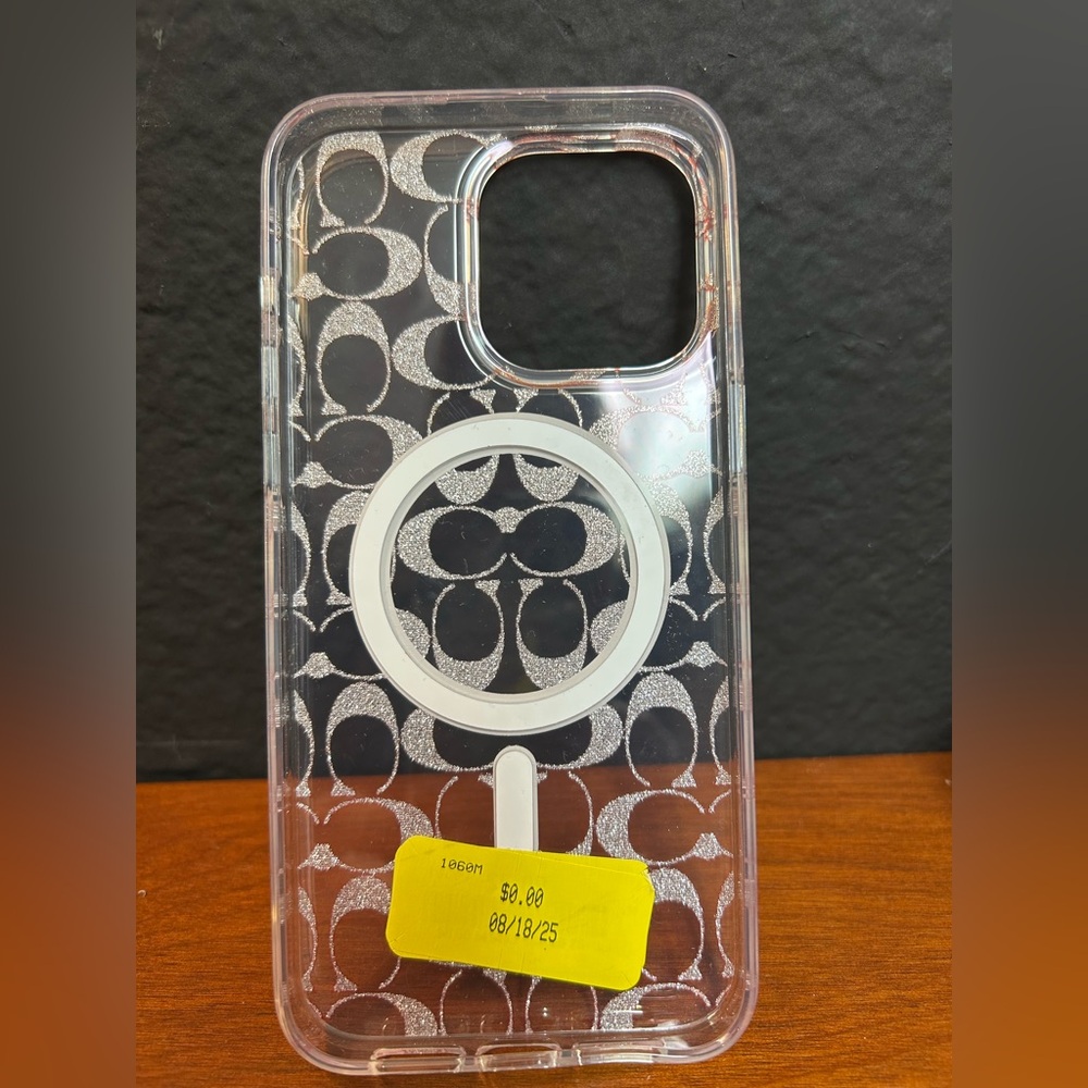 Coach iPhone 15 Pro Max Case Pink Ombre Glitter Signature Pattern NWT no box - Picture 4 of 7